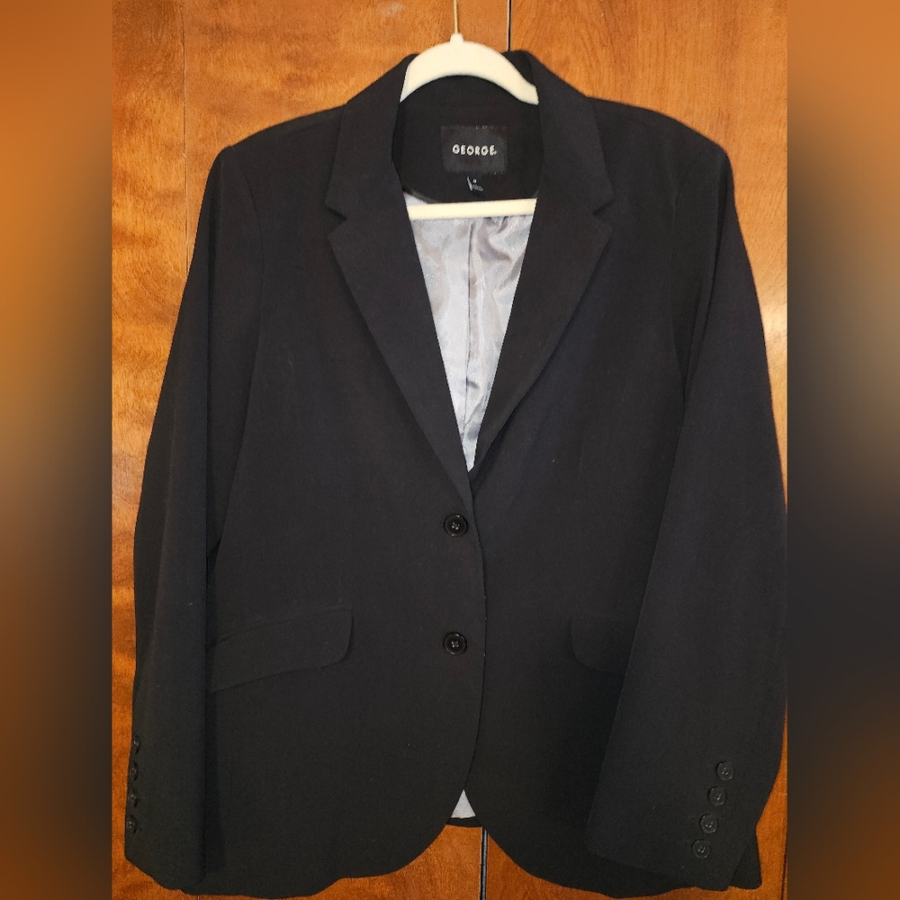 Black two-button blazer, Size 18